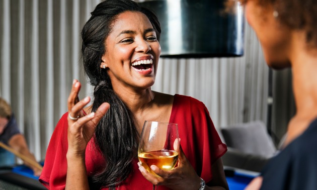Women drinking wine