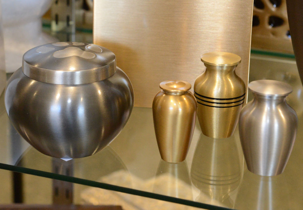 Photo by Tim Leedy 9/17/13Pet Crematory at Leibensperger Funeral Home in Leesport.Some of the Urns available.