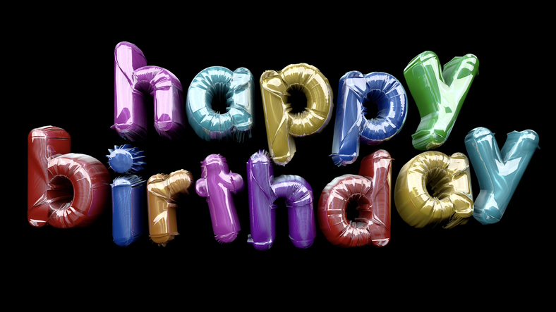 Flying Colorful Happy Birthday Balloons