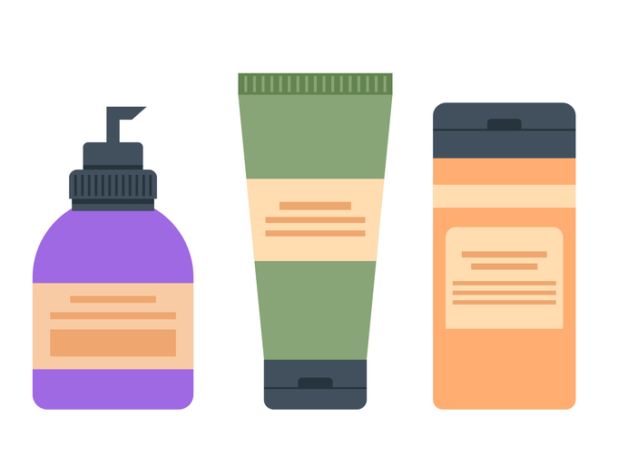 Cosmetic bottles isolated flat set. Vector graphic design illustration element
