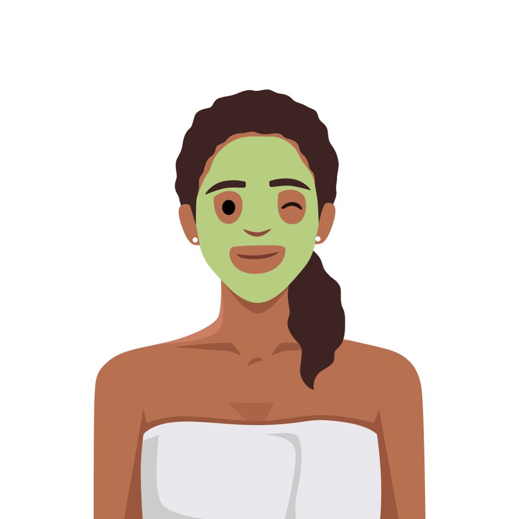 Woman with a cosmetic face mask. Smiling girl and wink portrait