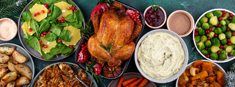 Christmas festive dinner with traditional dishes